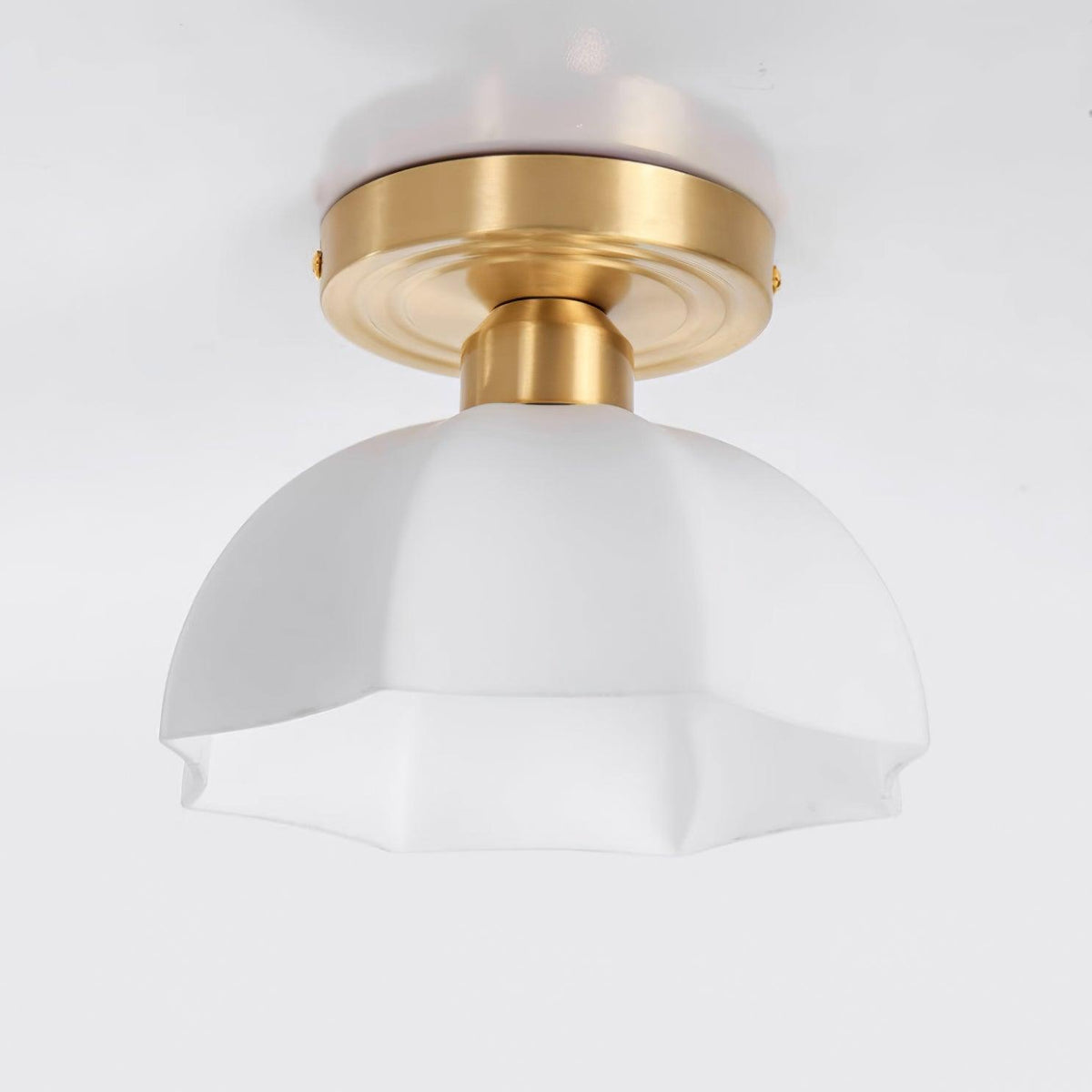 Glass Opal Flush Mount Ceiling Light Brass Canopy
