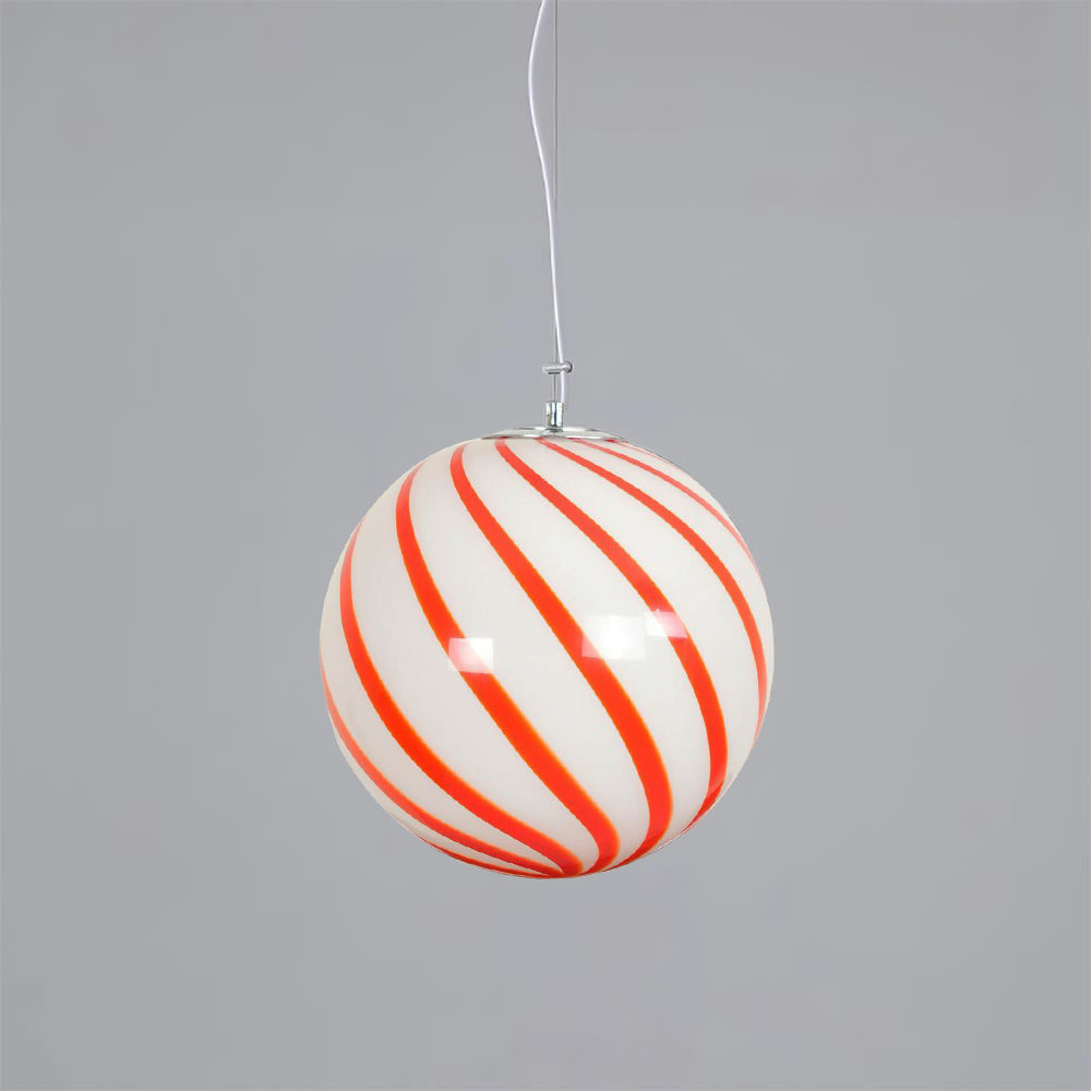 Green Swirl Stripes Glow Glass Globe Pendant Light