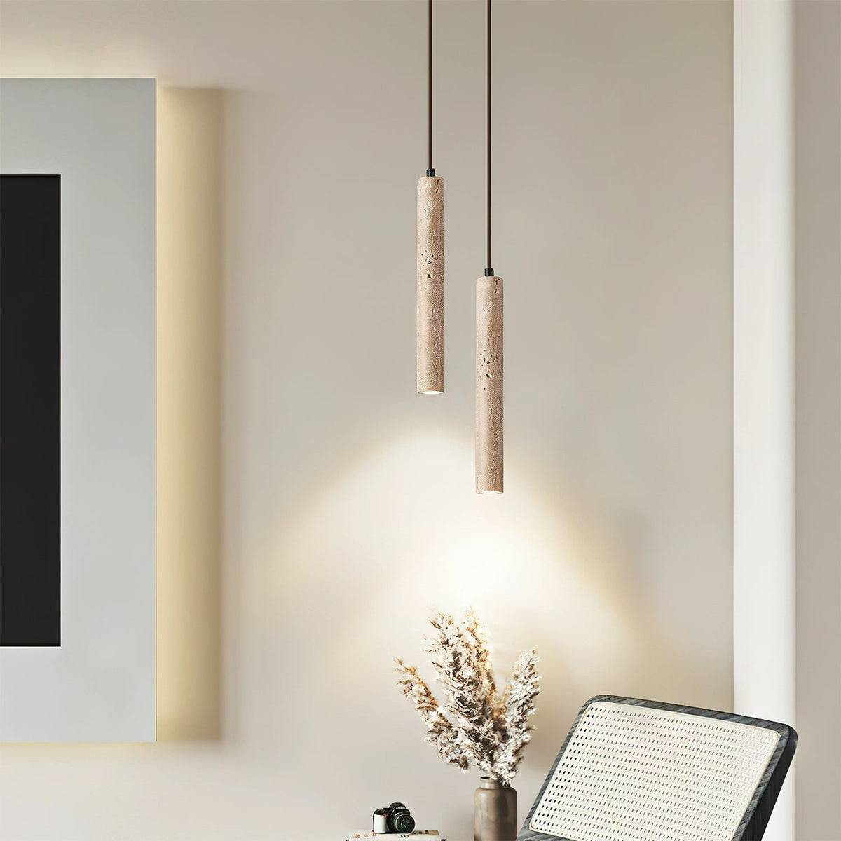 Indoor Ambience Cylindrical Pendant Light For Travertine