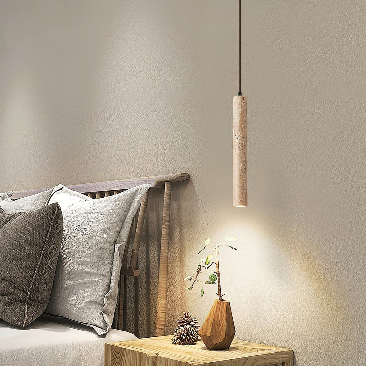 Indoor Ambience Cylindrical Pendant Light For Travertine
