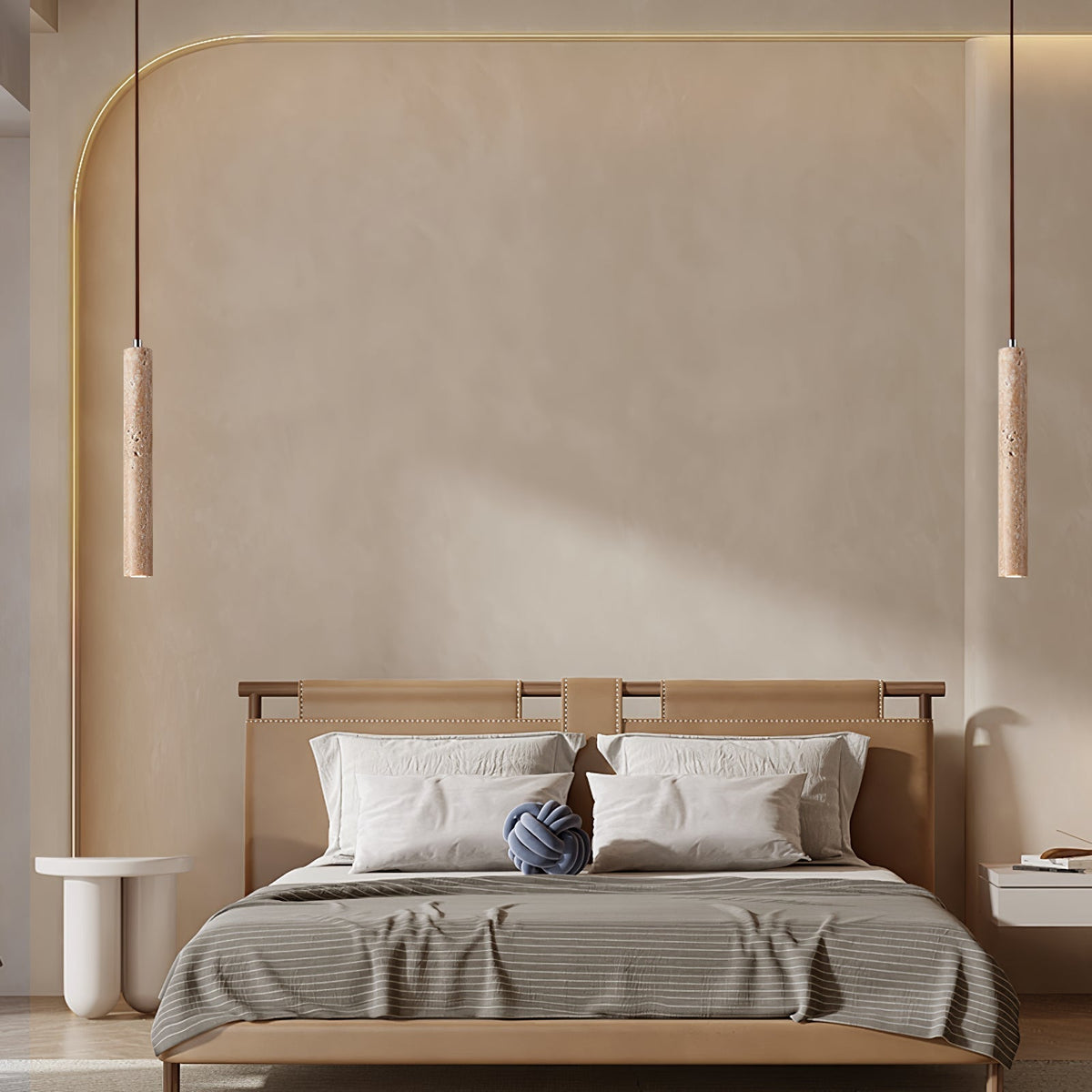 Indoor Ambience Cylindrical Pendant Light For Travertine