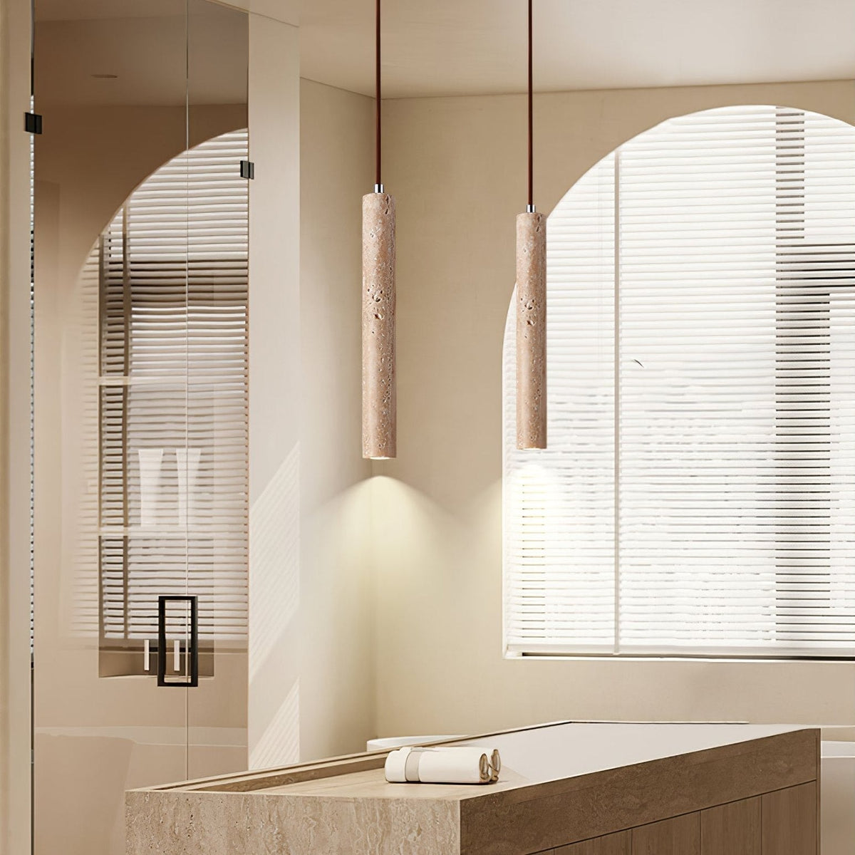 Indoor Ambience Cylindrical Pendant Light For Travertine
