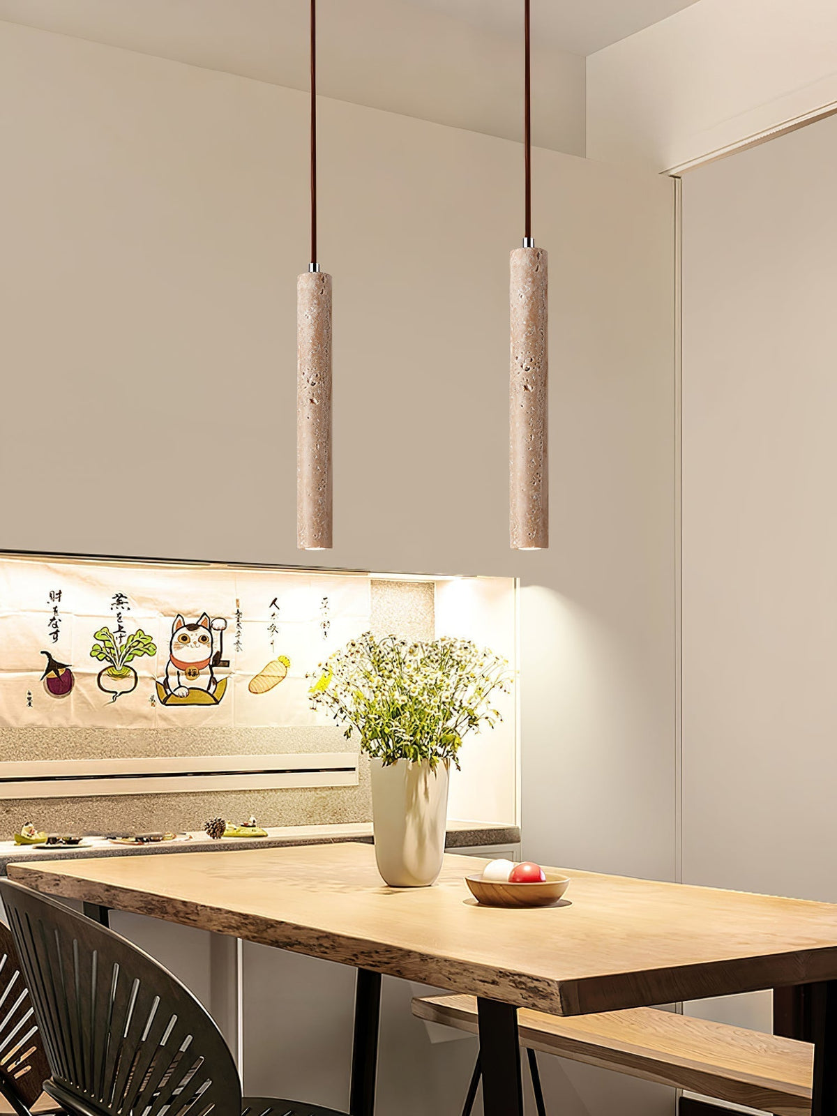 Indoor Ambience Cylindrical Pendant Light For Travertine