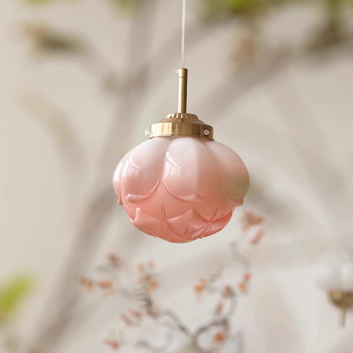 Ambient Glow Lotus Glass Shade Pendant Lamp With