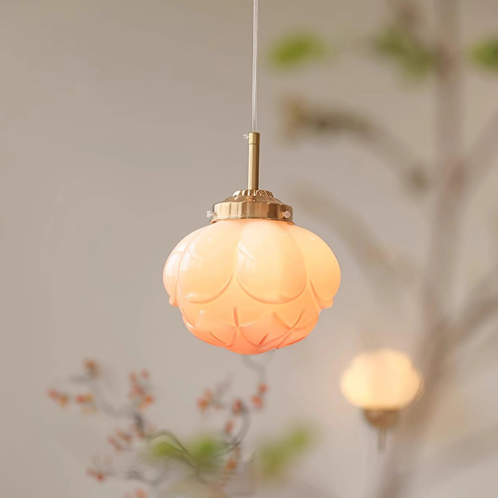 Ambient Glow Lotus Glass Shade Pendant Lamp With