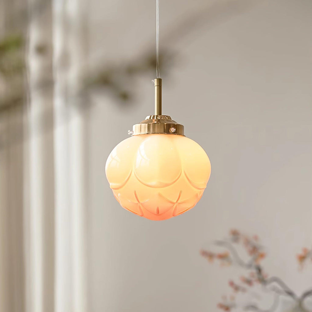 Ambient Glow Lotus Glass Shade Pendant Lamp With