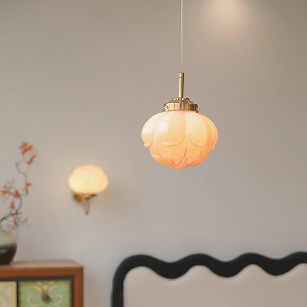 Ambient Glow Lotus Glass Shade Pendant Lamp With