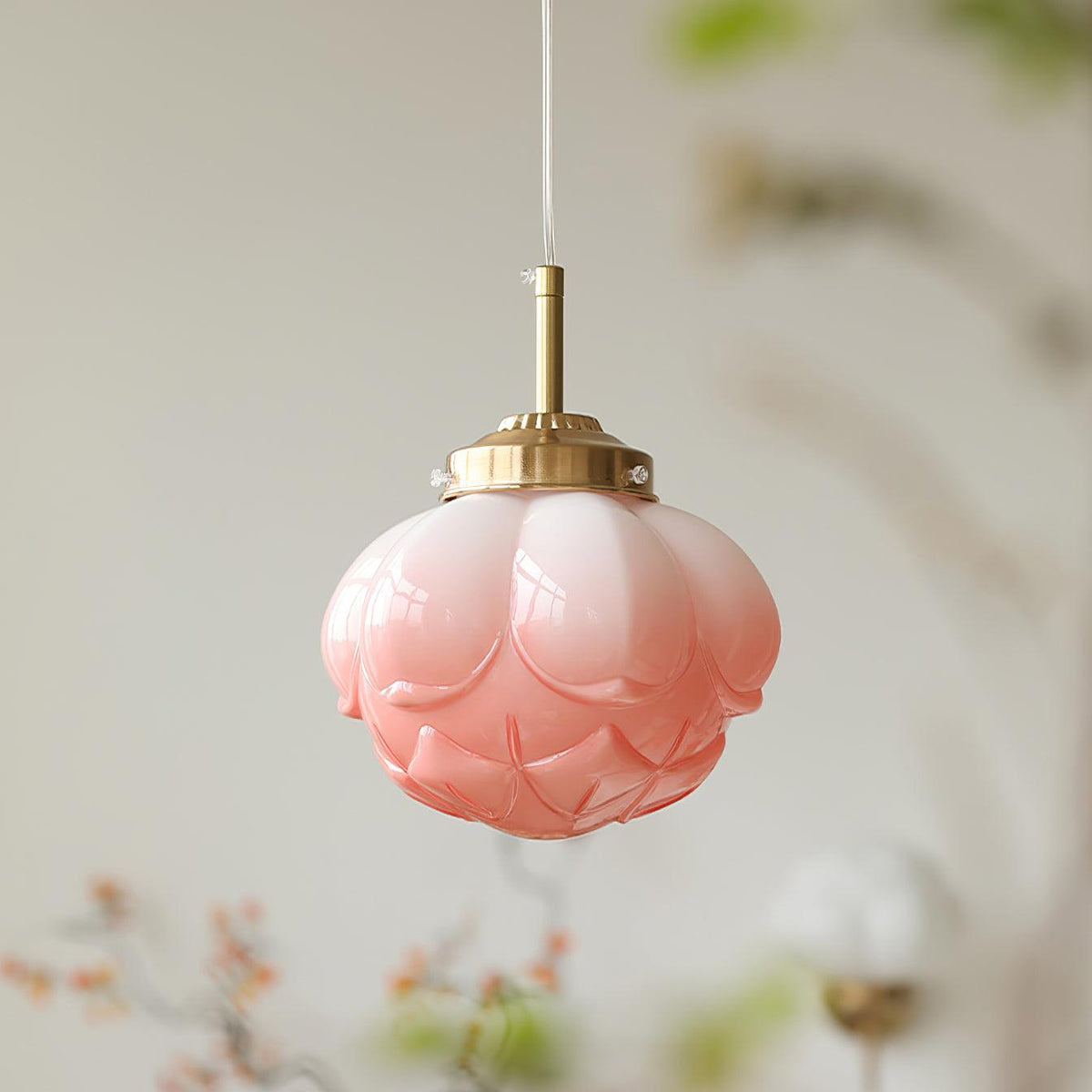 Ambient Glow Lotus Glass Shade Pendant Lamp With