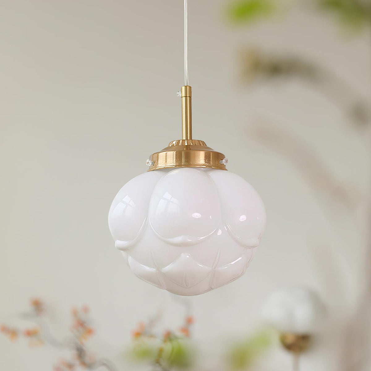 Ambient Glow Lotus Glass Shade Pendant Lamp With