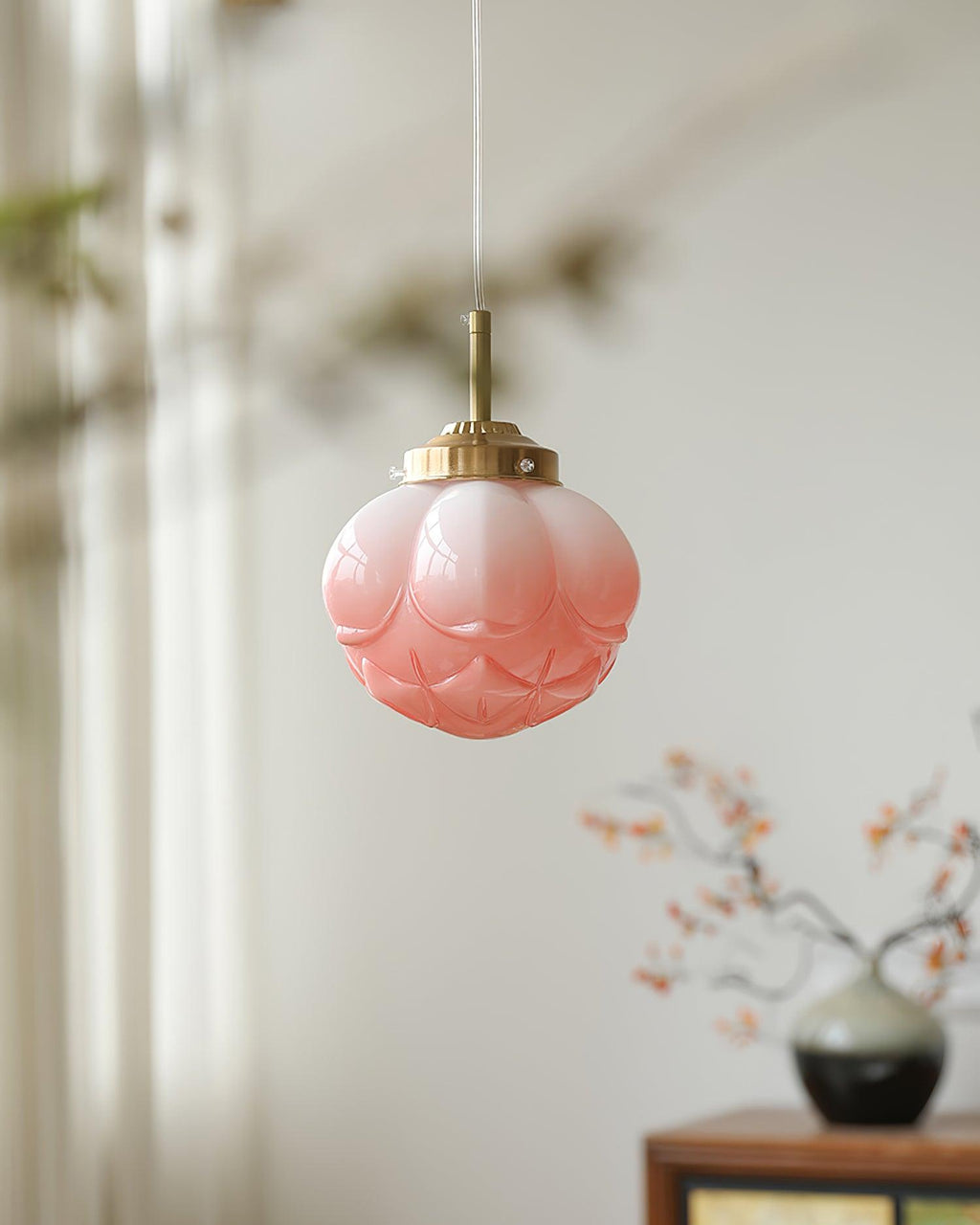 Ambient Glow Lotus Glass Shade Pendant Lamp With