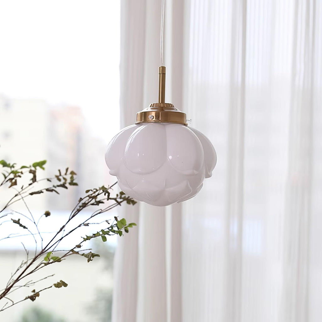 Ambient Glow Lotus Glass Shade Pendant Lamp With