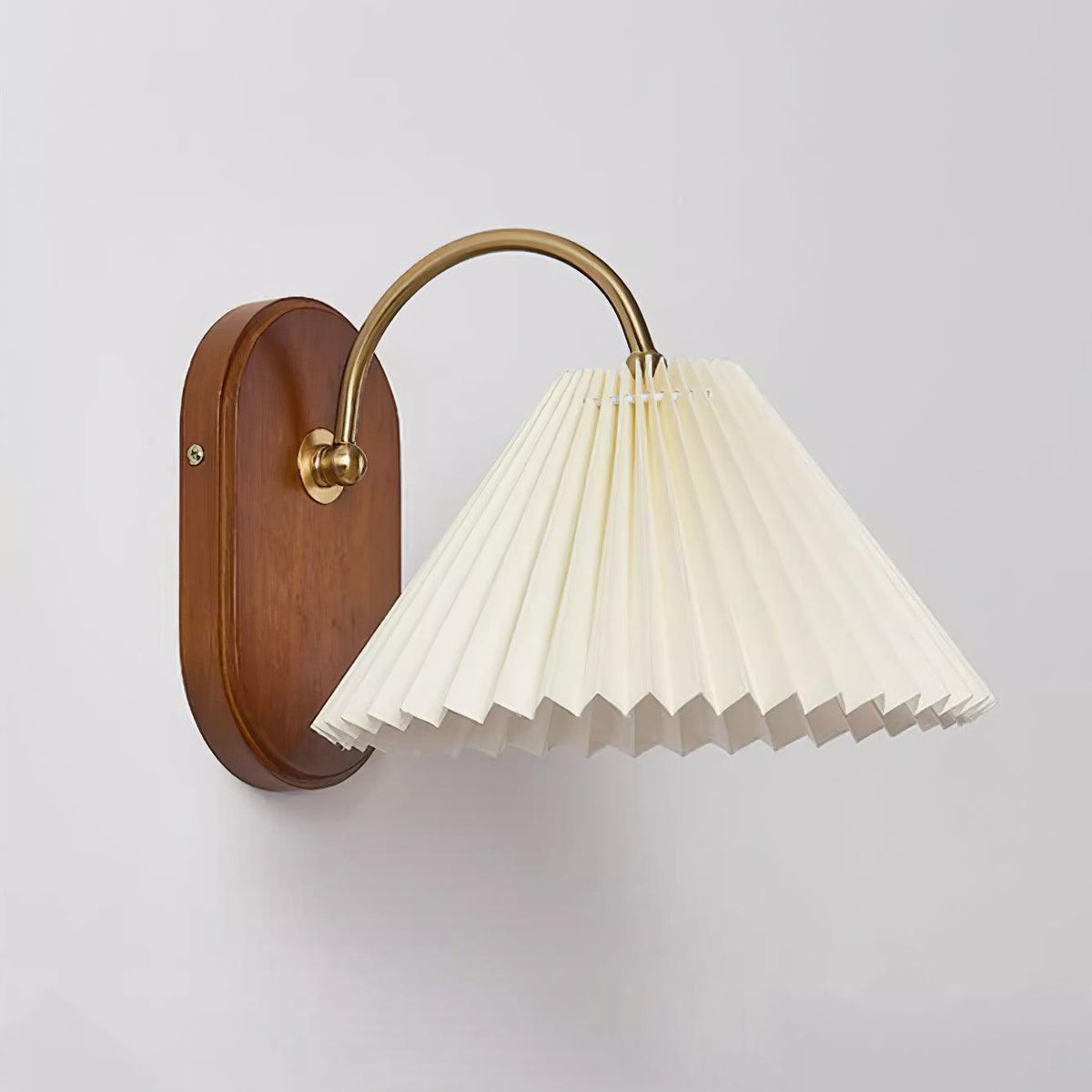 Vintage Wall Lamp With Gold And White Pleated Shade Damp Rated