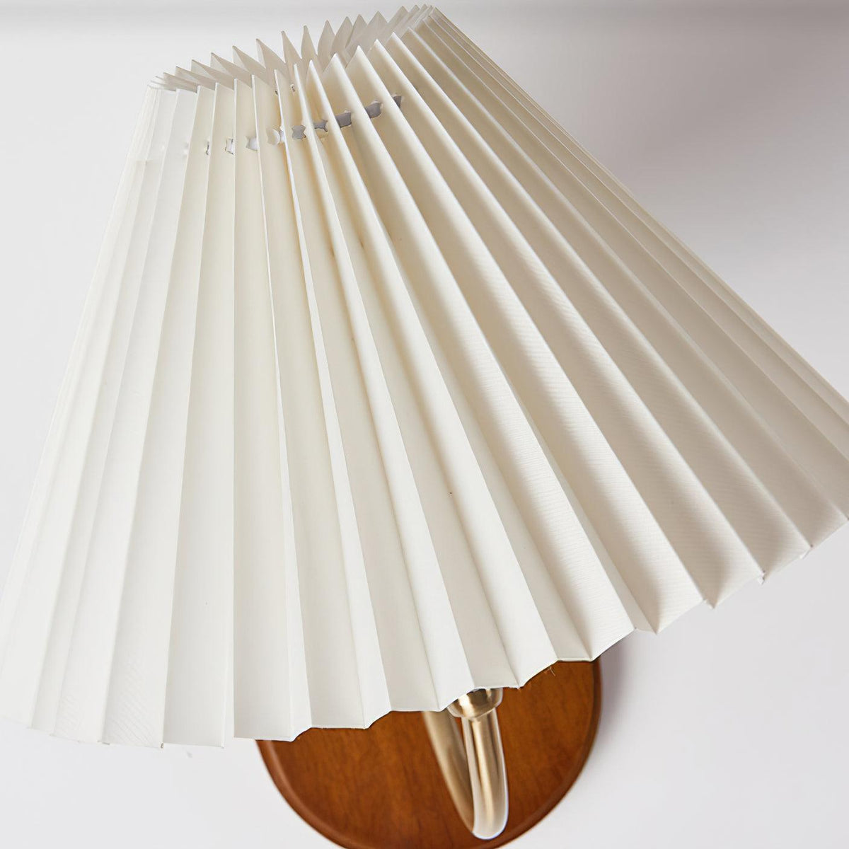 Vintage Wall Lamp With Gold And White Pleated Shade Damp Rated
