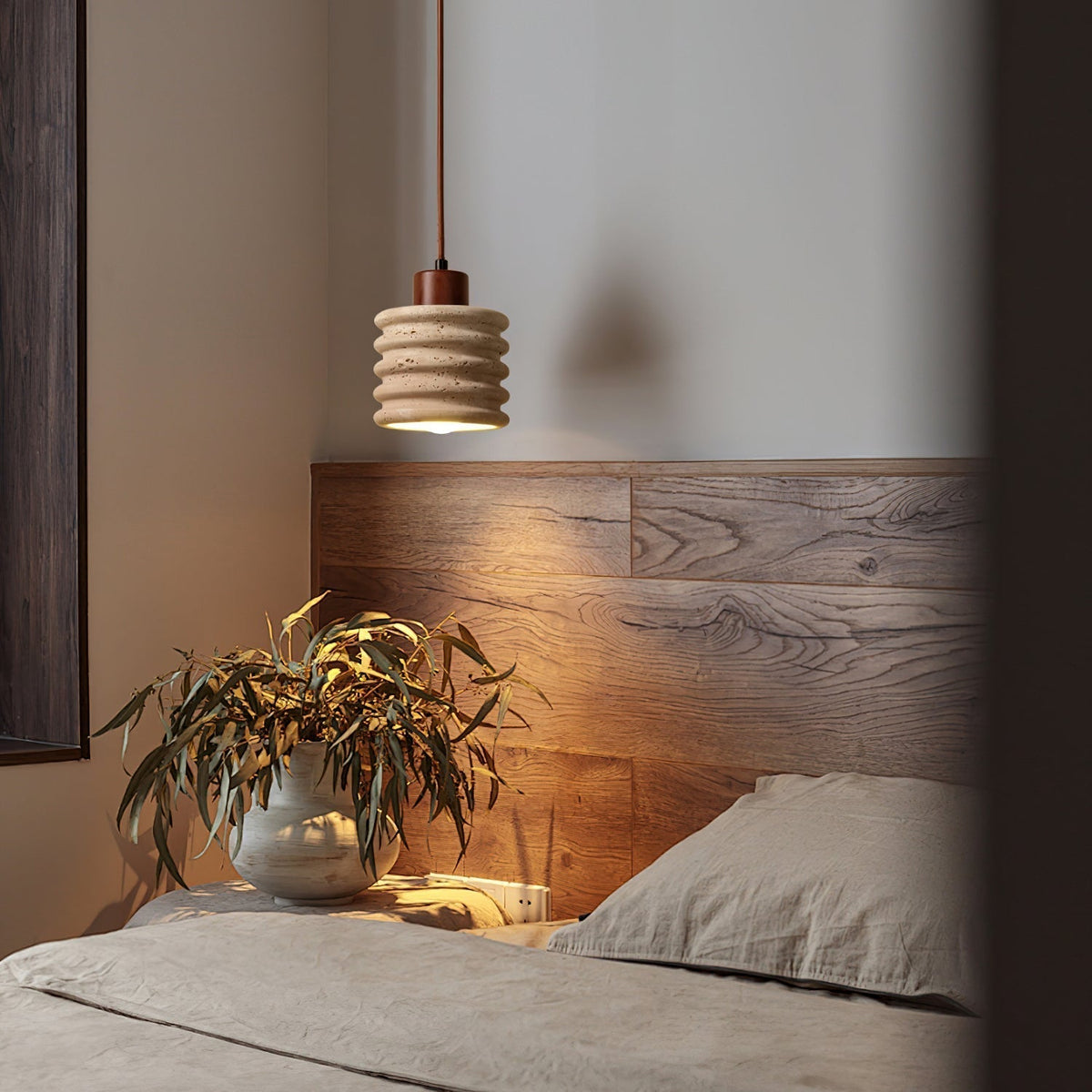 Ambient Glow Travertine Pendant Light