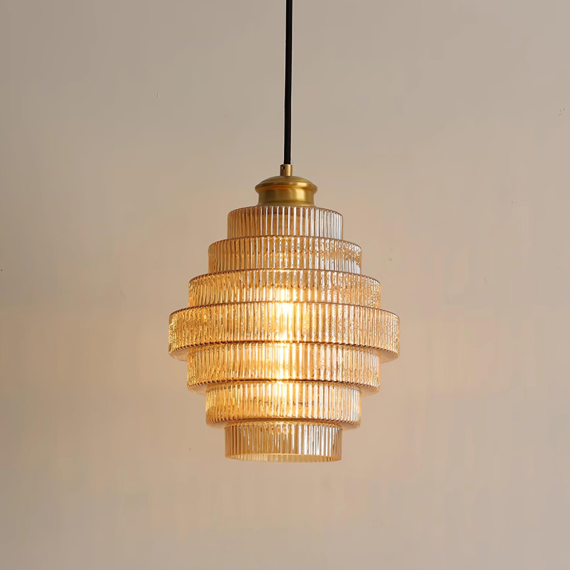 Warm Ambient Glow Tiered Glass Pendant Lamp