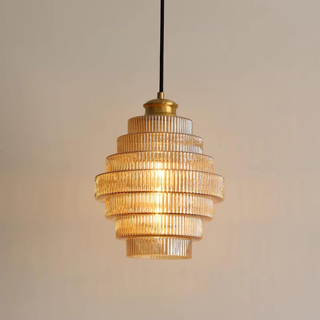 Warm Ambient Glow Tiered Glass Pendant Lamp