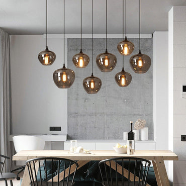 Smoke Gray Shade Minimalist Glass Pendant Light