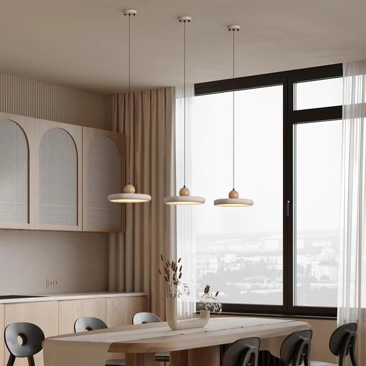 Integrated LED Travertine Lydia Pendant Light