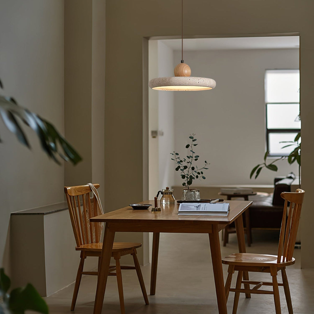 Integrated LED Travertine Lydia Pendant Light