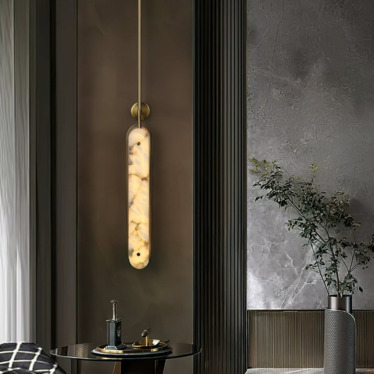 Warm Ambience Vertical Alabaster Pendant Light