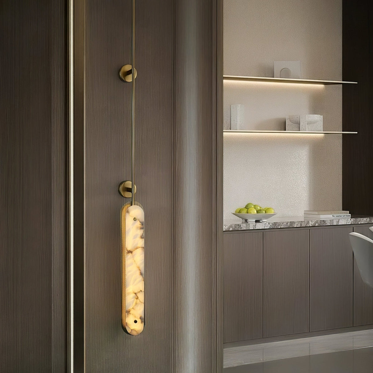Warm Ambience Vertical Alabaster Pendant Light
