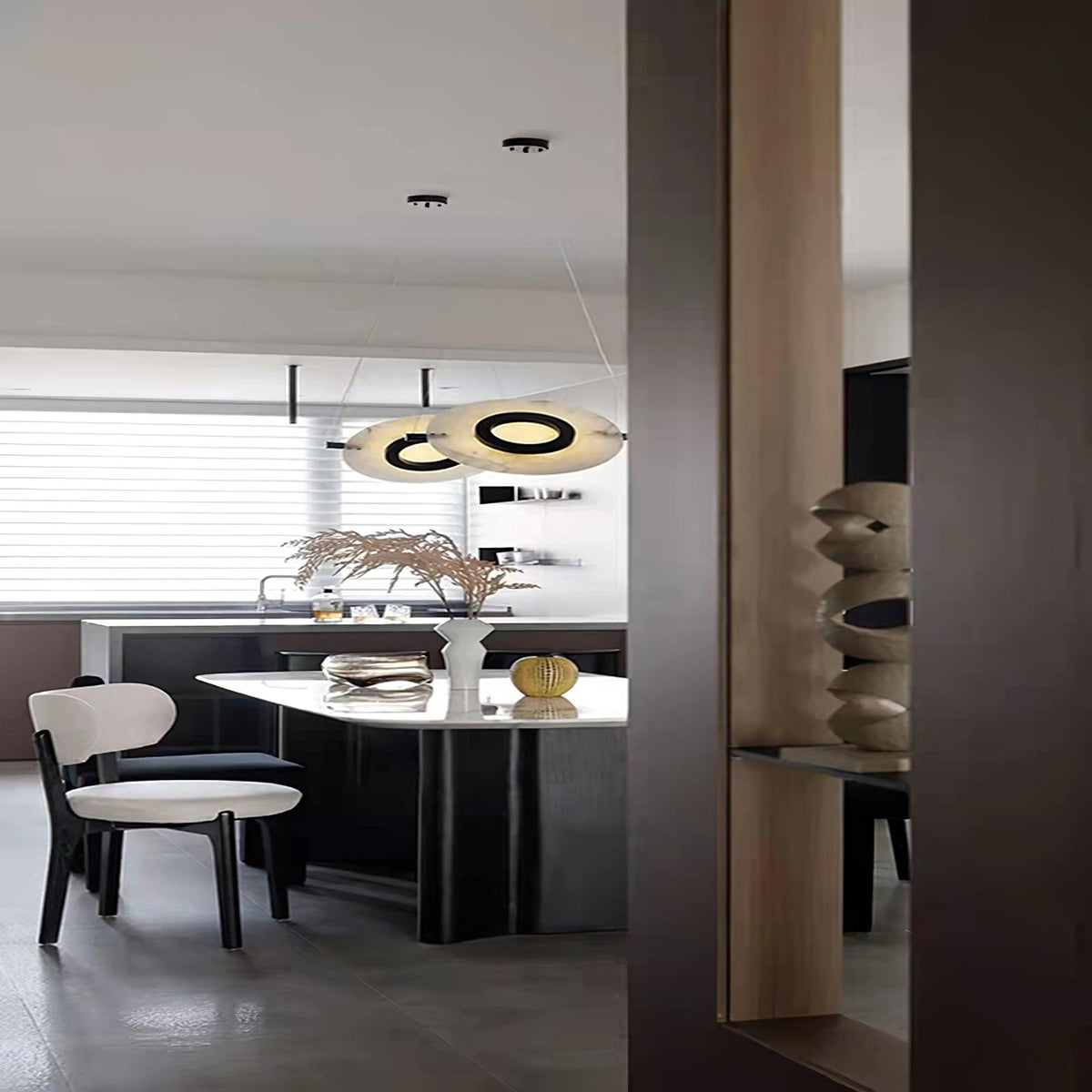 Soft Glow Pendant Light Alabaster Glass Shaped Disc