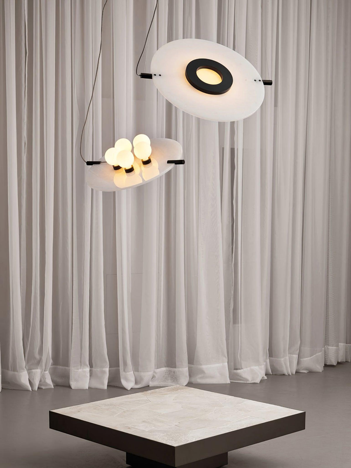 Soft Glow Pendant Light Alabaster Glass Shaped Disc
