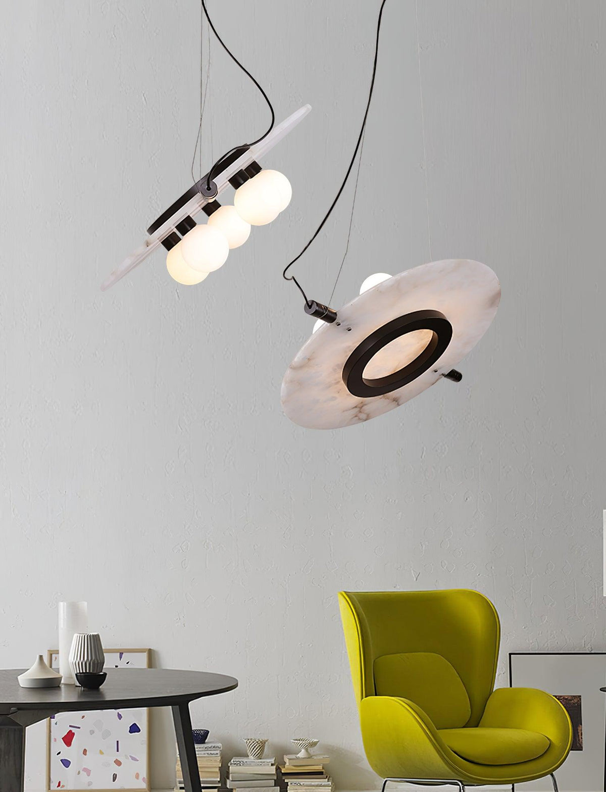 Soft Glow Pendant Light Alabaster Glass Shaped Disc