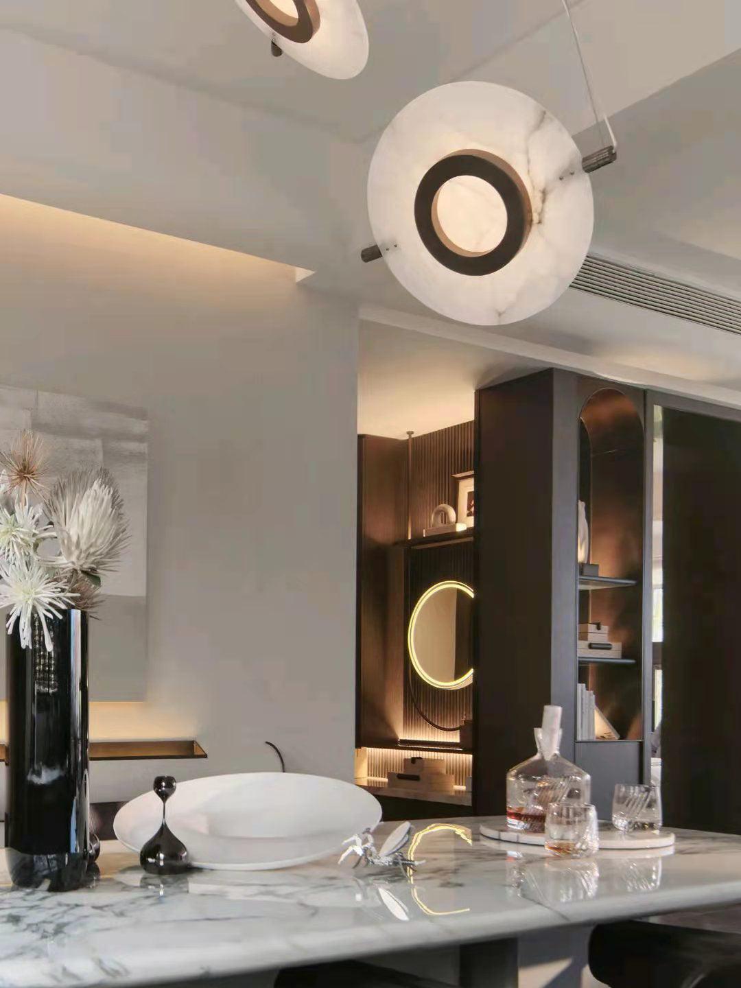 Soft Glow Pendant Light Alabaster Glass Shaped Disc