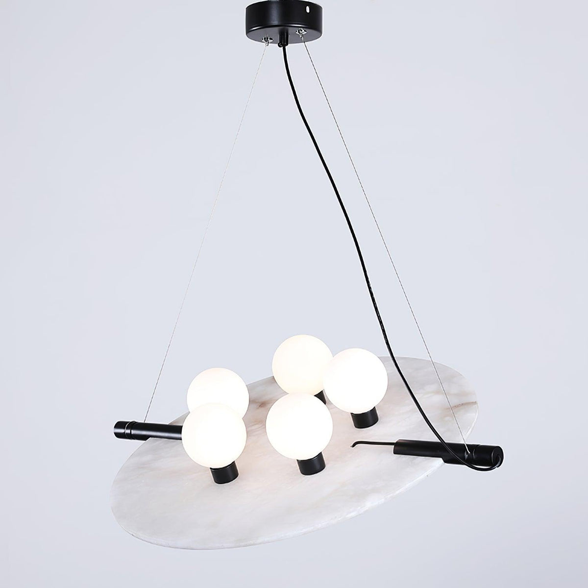 Soft Glow Pendant Light Alabaster Glass Shaped Disc
