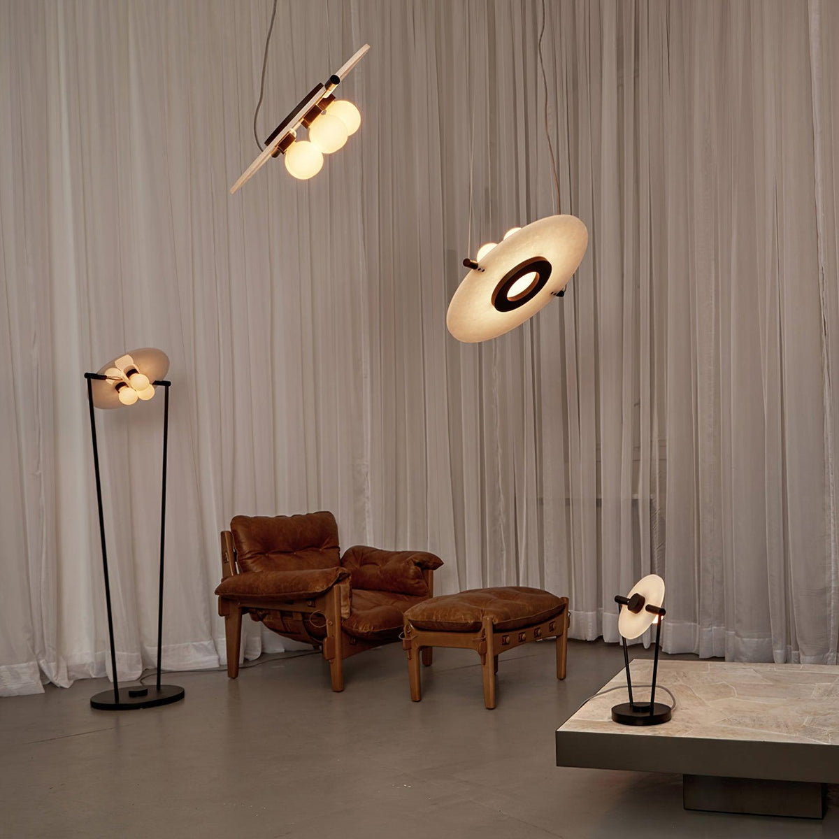 Soft Glow Pendant Light Alabaster Glass Shaped Disc