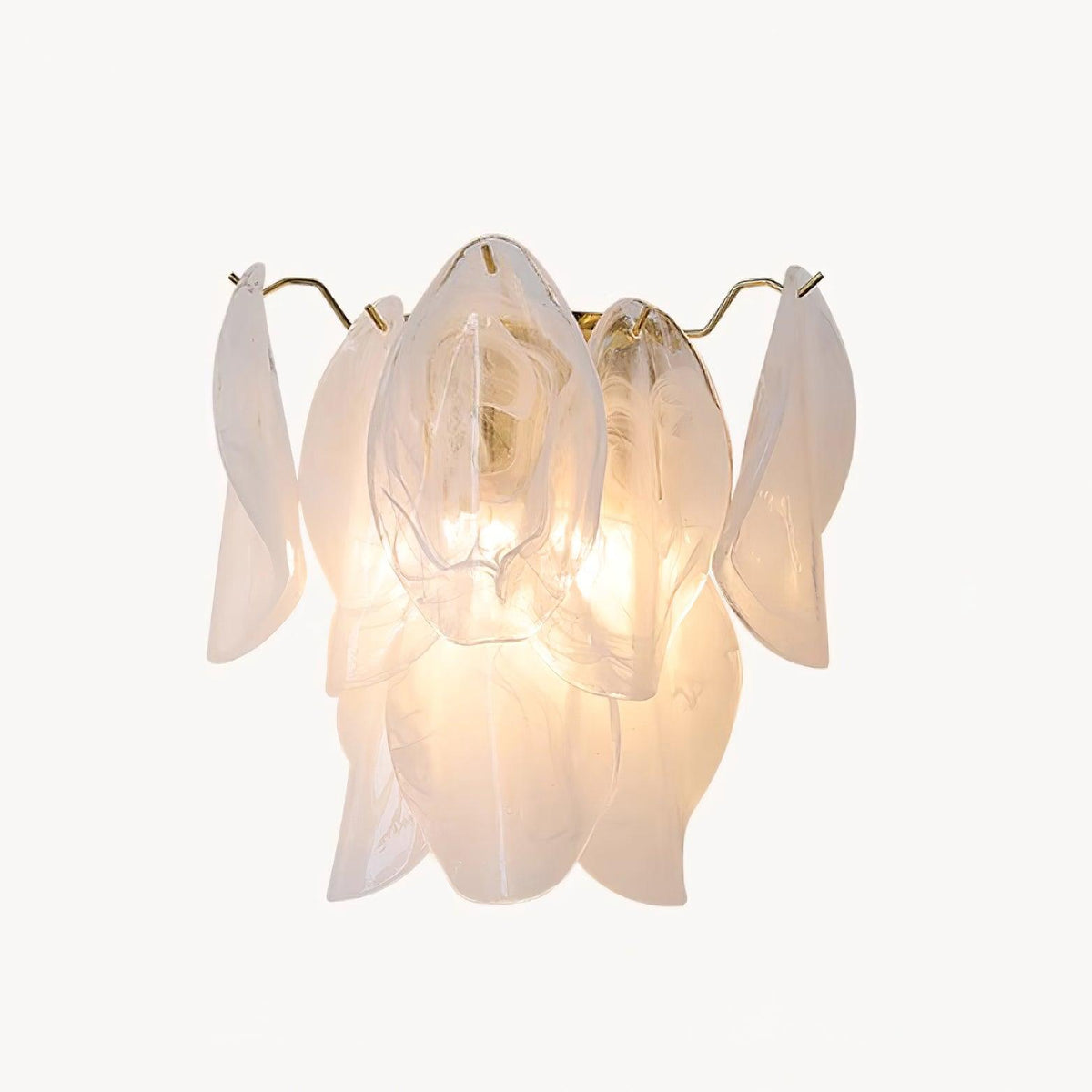Damp Rated Wall Light With E14 Socket Gold Glass Petal
