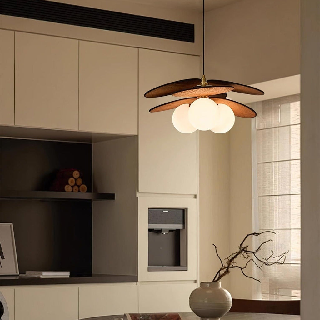Pendant Light For Warm Ambience Natural Wood Petal