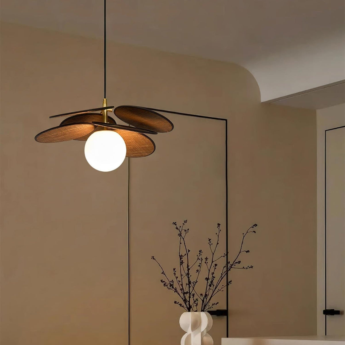 Pendant Light For Warm Ambience Natural Wood Petal