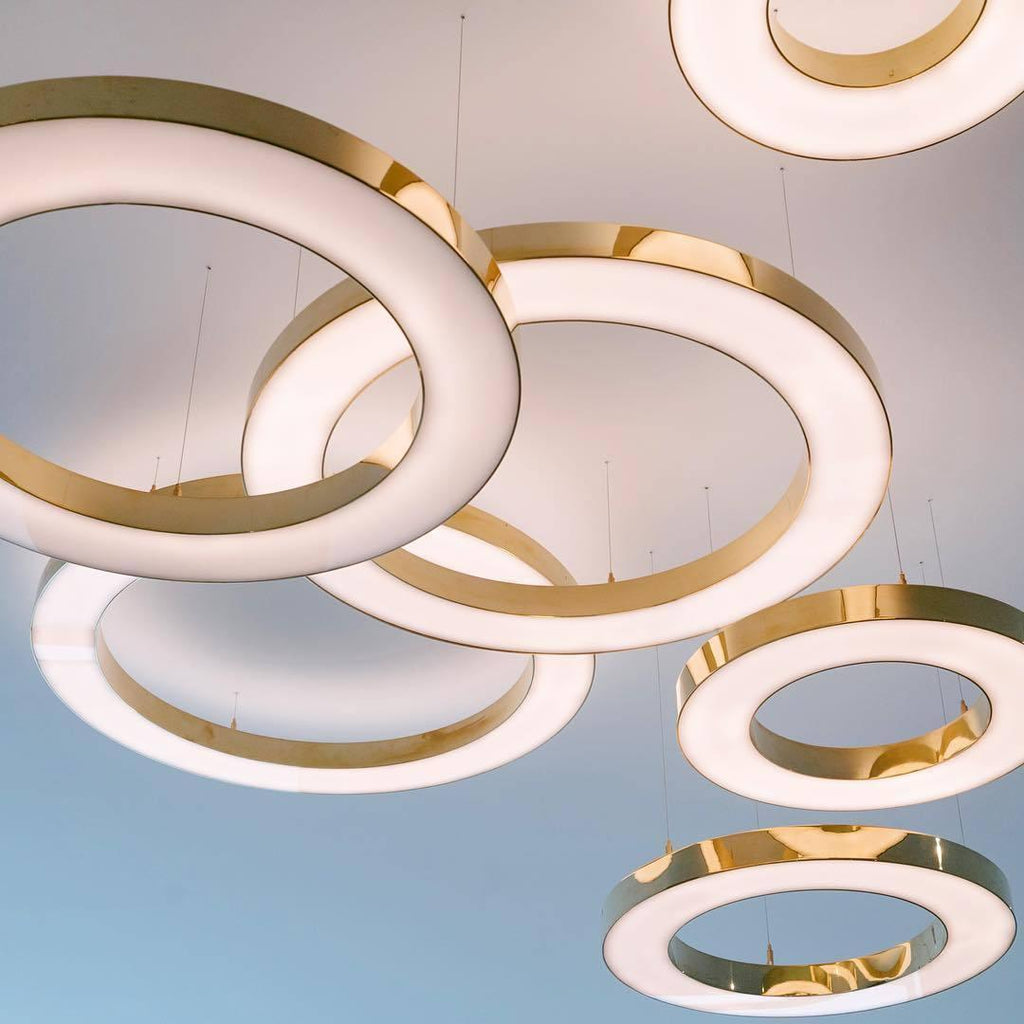LED Pendant Light With Adjustable Design Gold Ring