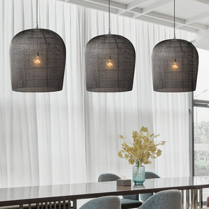 Warm Glow Rattan Bird Cage Pendant Light