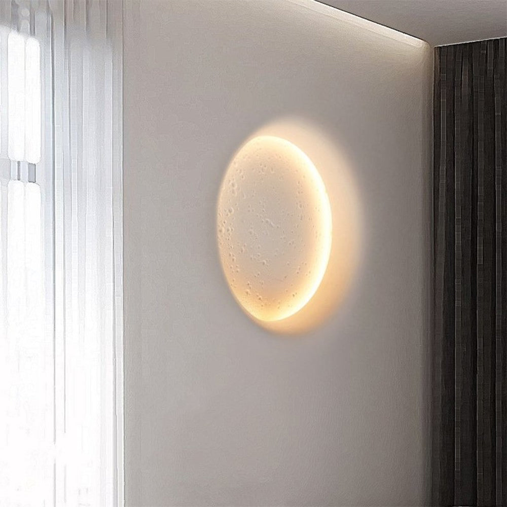 White Metal And Gypsum Moonlit Wall Light