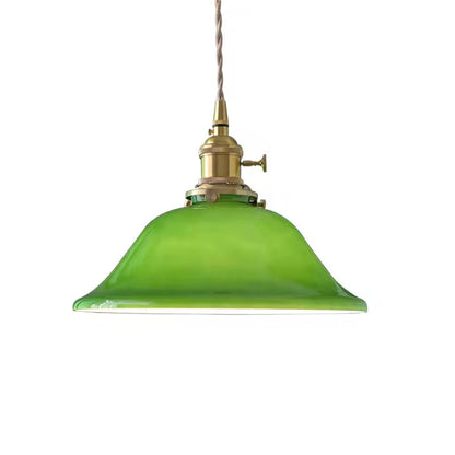 Warm Dining Ambience Green Copper Glass Pendant Light
