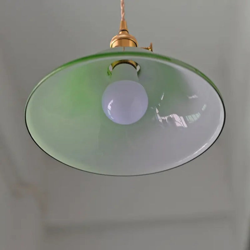 Warm Dining Ambience Green Copper Glass Pendant Light