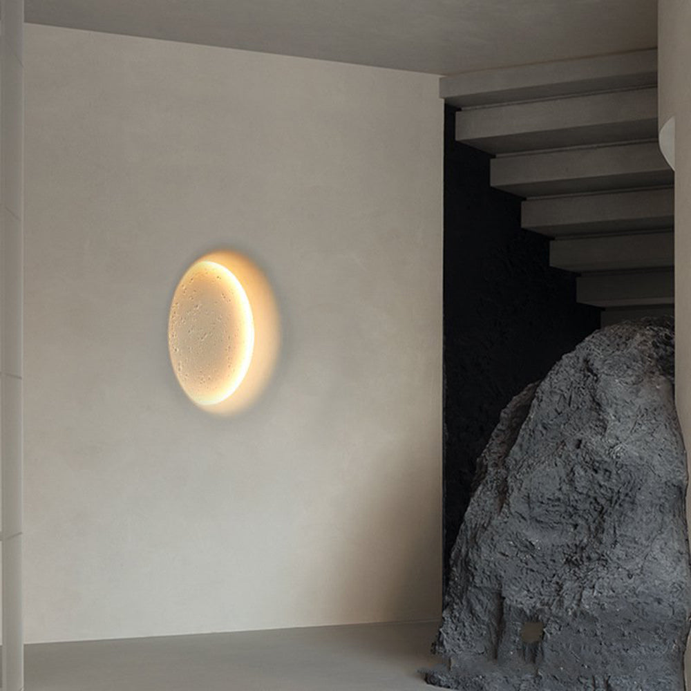 White Metal And Gypsum Moonlit Wall Light