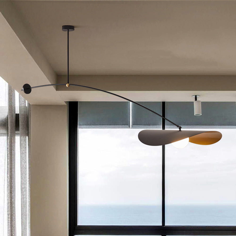 Black and Gold Minimalist Lotus Metal Pendant Light Arisha