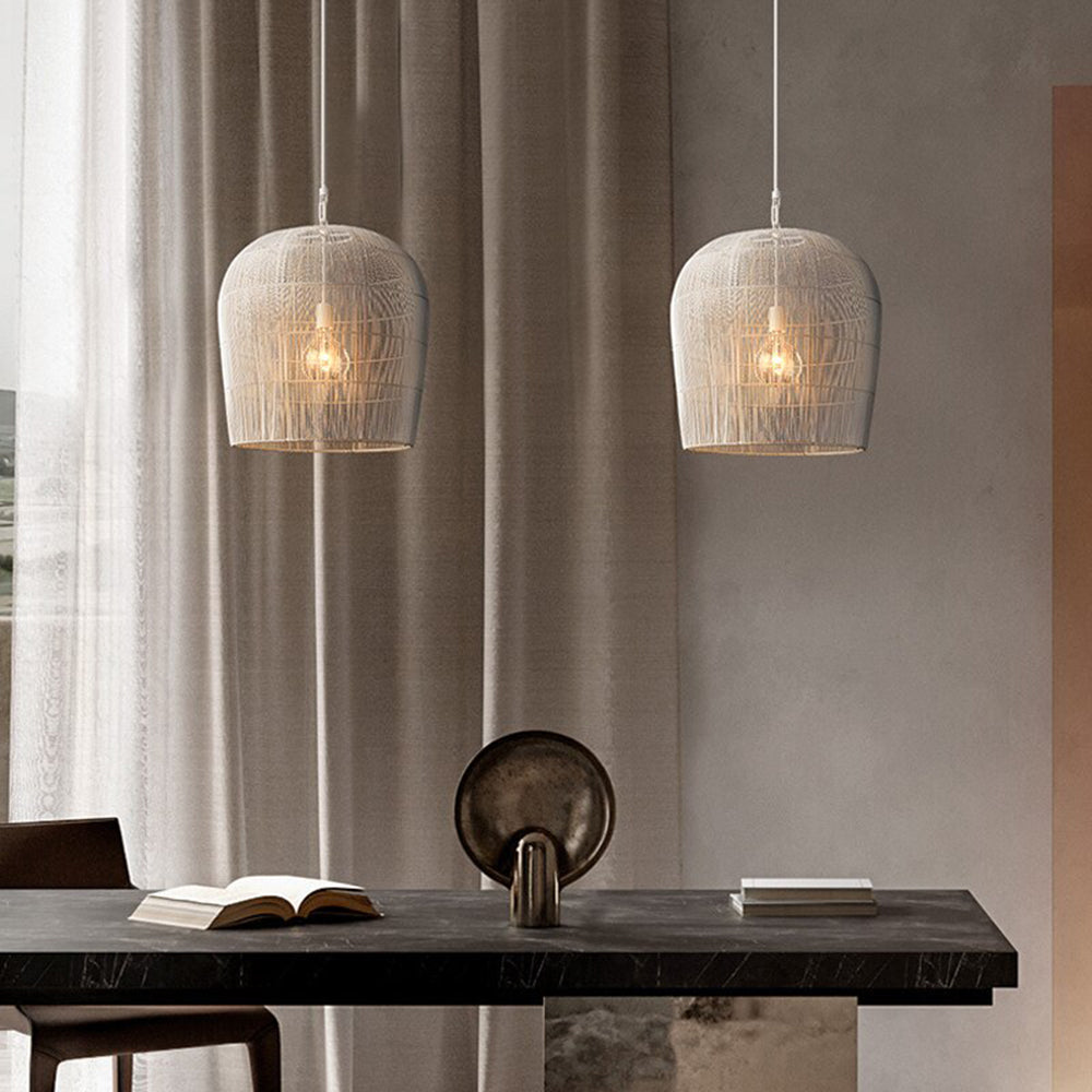 Warm Glow Rattan Bird Cage Pendant Light
