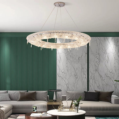 Pendant Light for Living Room Ambience Round Crystal Ring