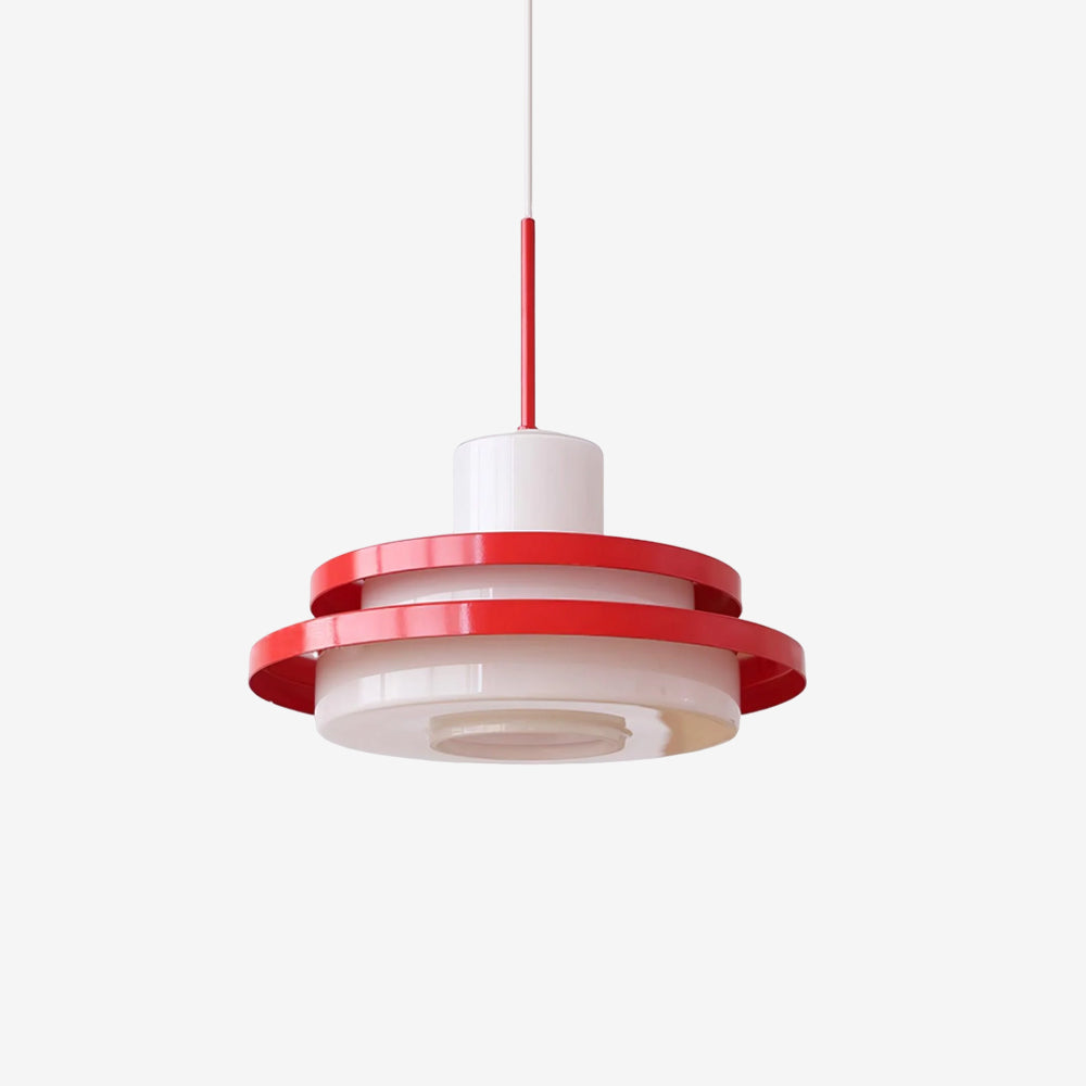 Dimmer Compatible Red And White Glass Pendant Light