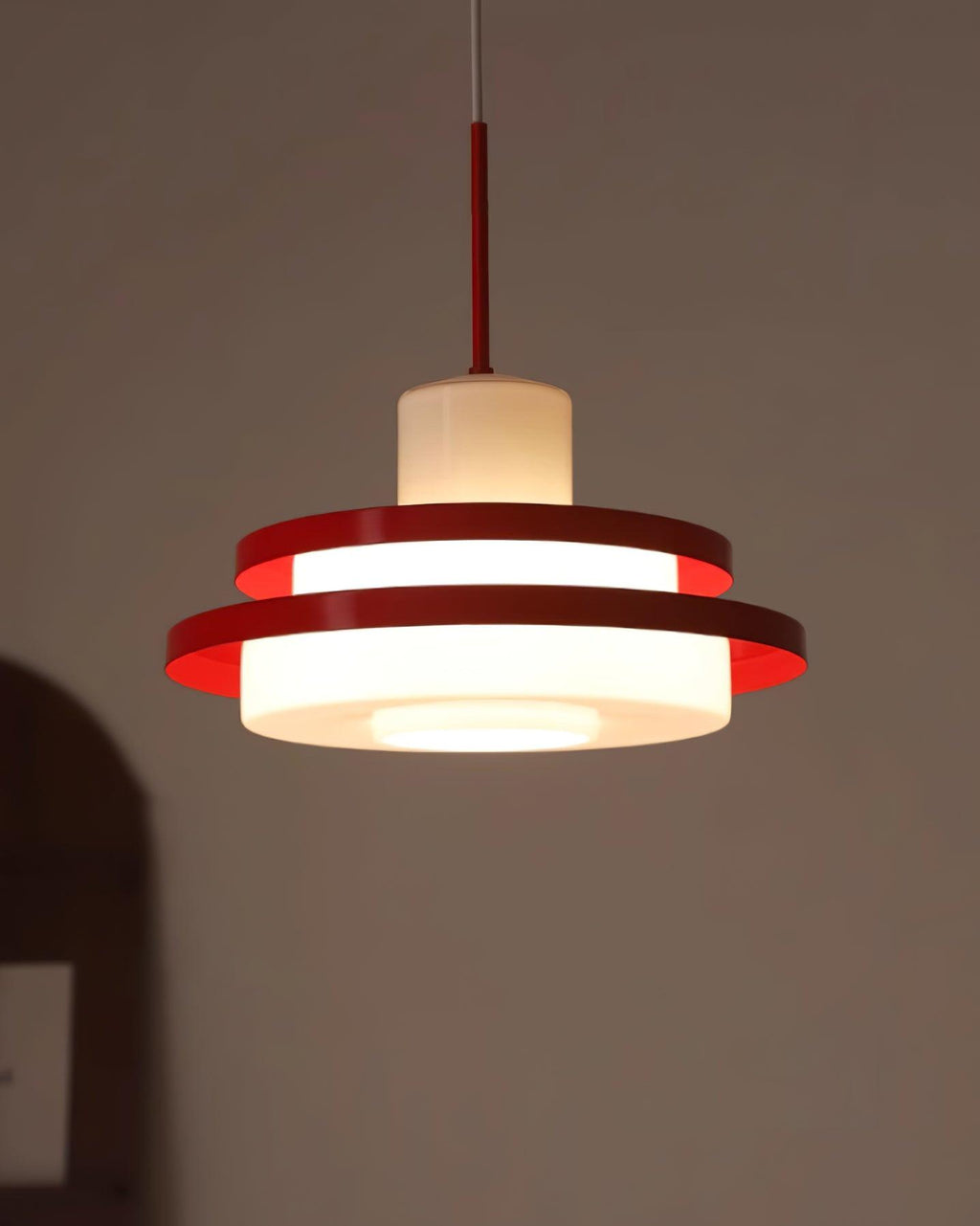 Dimmer Compatible Red And White Glass Pendant Light