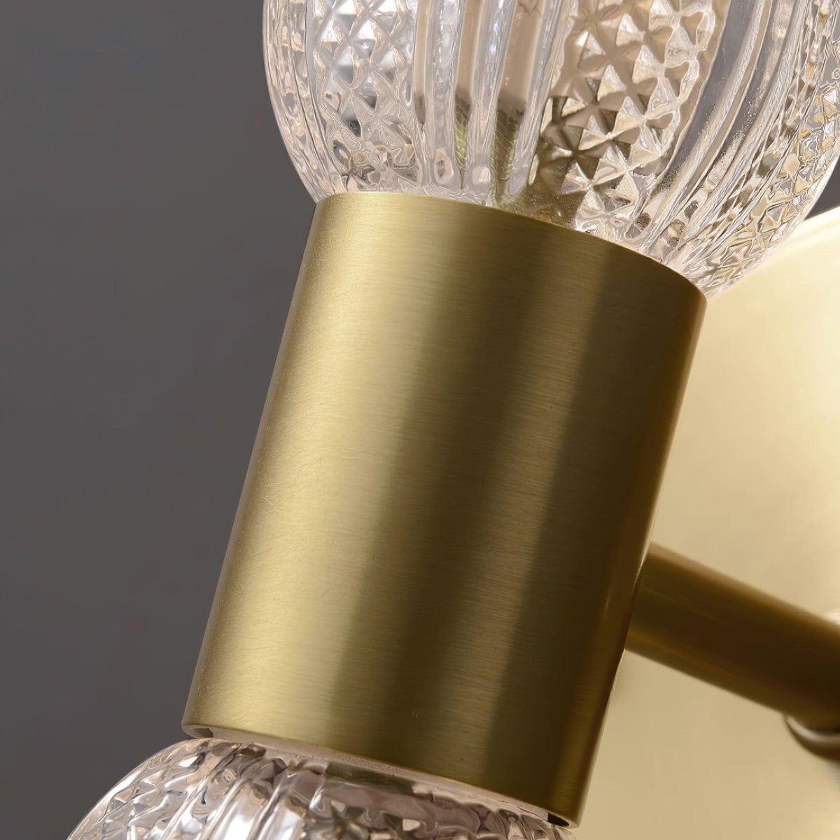 Damp Rated Brass Textured Glass Twin Light Wall Sconce