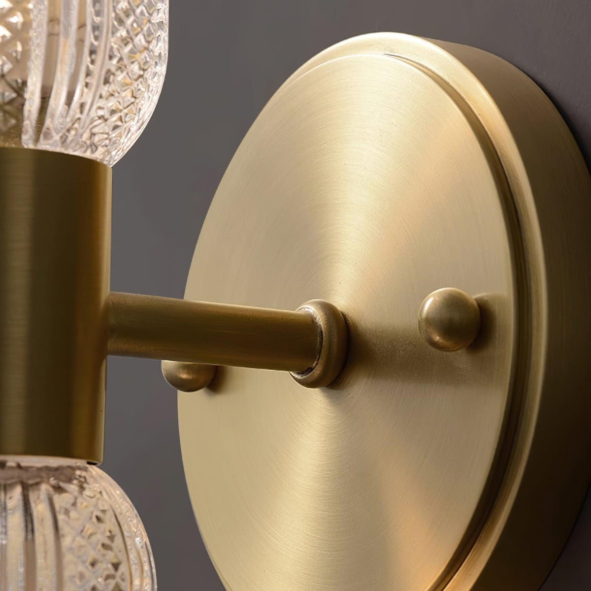 Damp Rated Brass Textured Glass Twin Light Wall Sconce