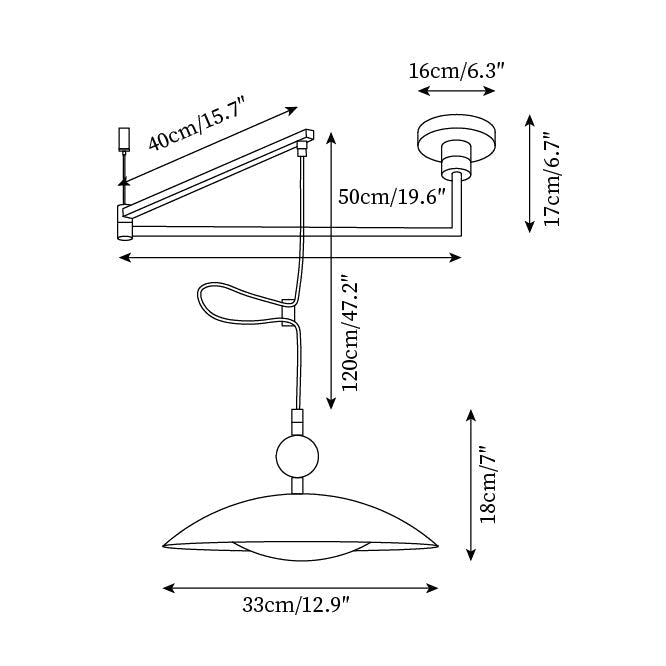 Walnut And White Acrylic Shade Adjustable Pendant Light