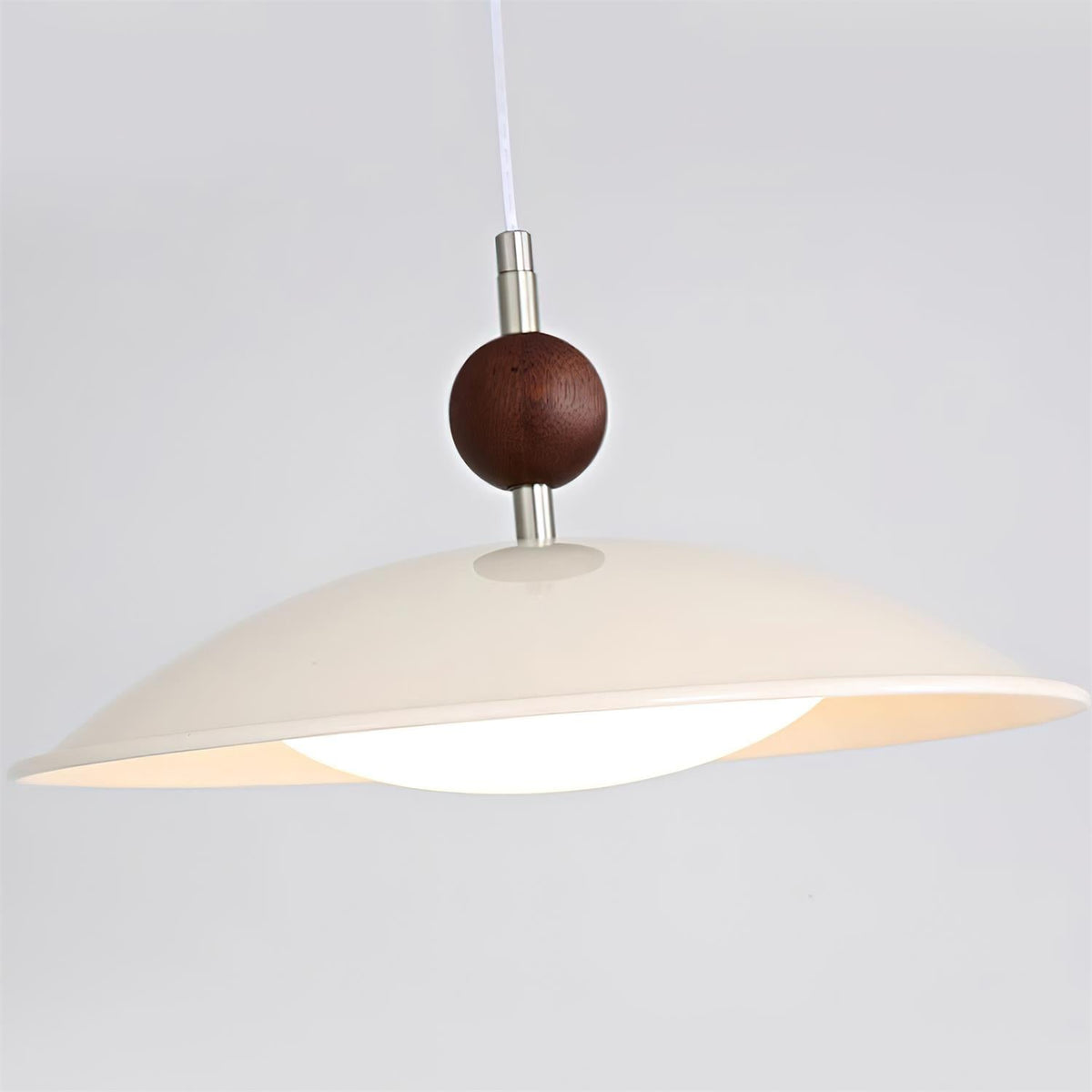 Walnut And White Acrylic Shade Adjustable Pendant Light