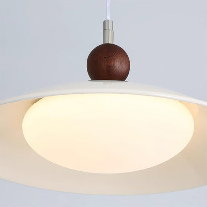 Walnut And White Acrylic Shade Adjustable Pendant Light